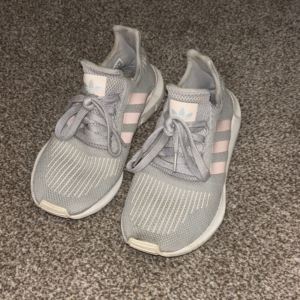 Adidas Light Gray and Soft Pink Running Shoes